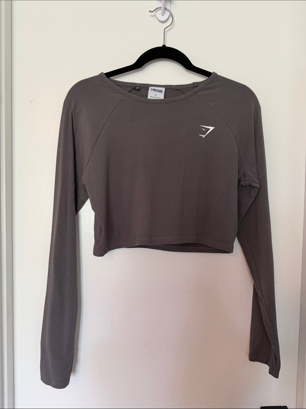 Gymshark Gray Long Sleeve Crop Top Size Large